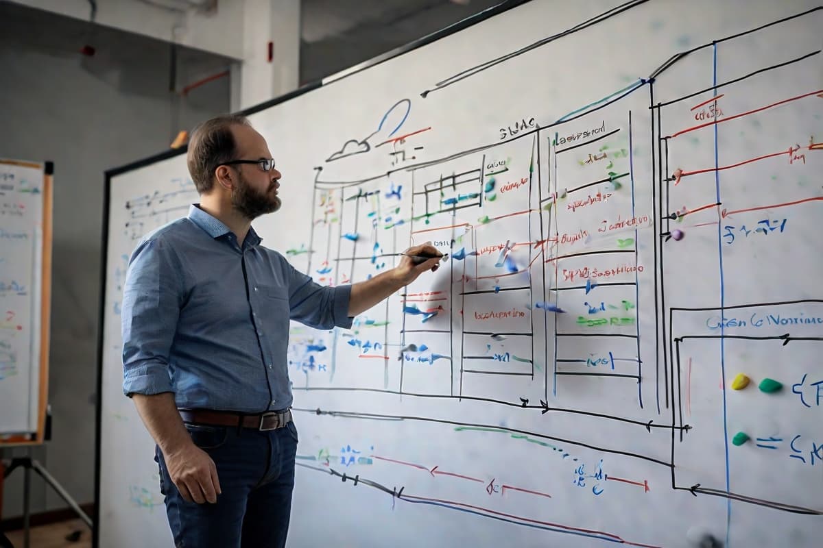 Network engineers collaborating